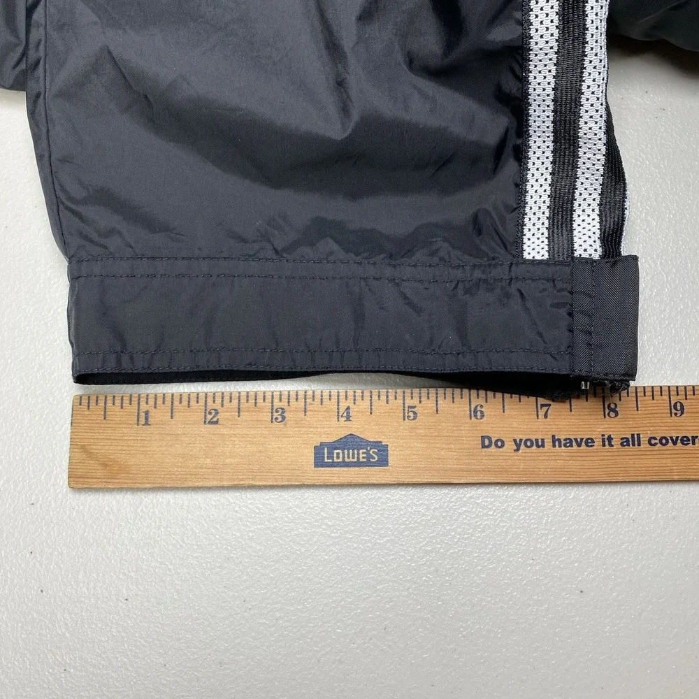 Y2K Adidas Track Pants Mens XL Warm Up Windbreaker Nylon Reinforced Knees Black
